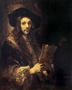 Rembrandt van rijn Portrait of a young madn holding a book USA oil painting artist